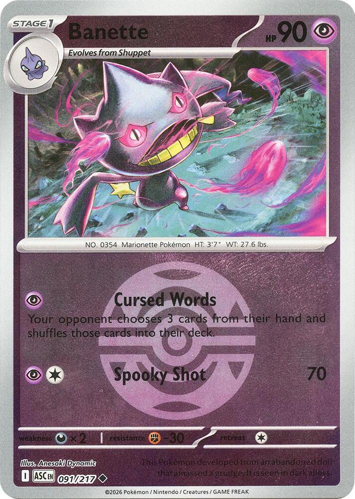 Banette - 091/217 (Dusk Ball) [ME: Ascended Heroes]