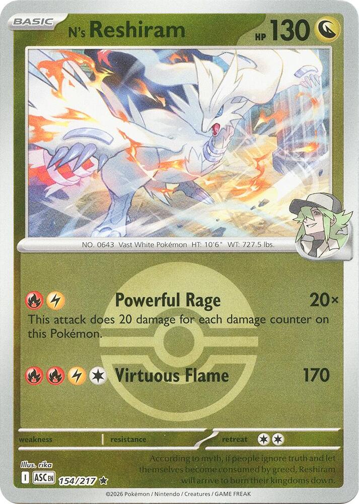 N's Reshiram (Poke Ball) (154/217) [ME: Ascended Heroes]