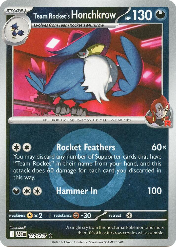 Team Rocket's Honchkrow (Energy Symbol Pattern) (127/217) [ME: Ascended Heroes]