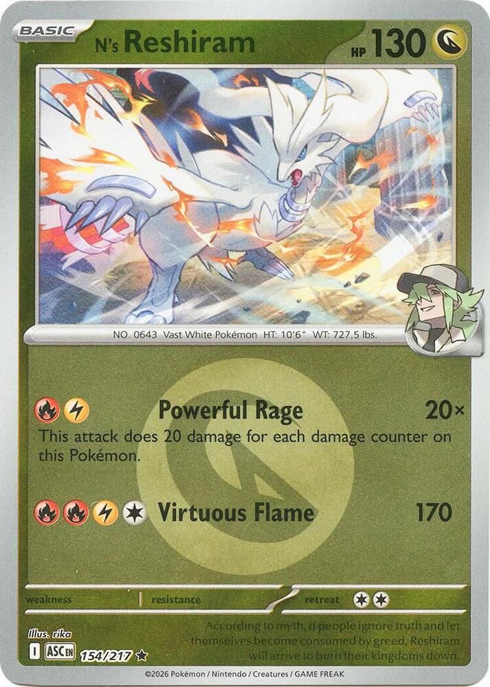 N's Reshiram (Energy Symbol Pattern) (154/217) [ME: Ascended Heroes]