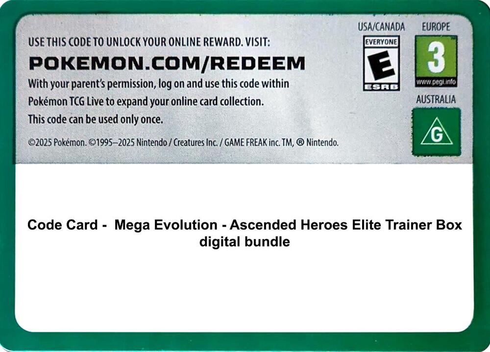 Code Card - Ascended Heroes Elite Trainer Box digital bundle [ME: Ascended Heroes]