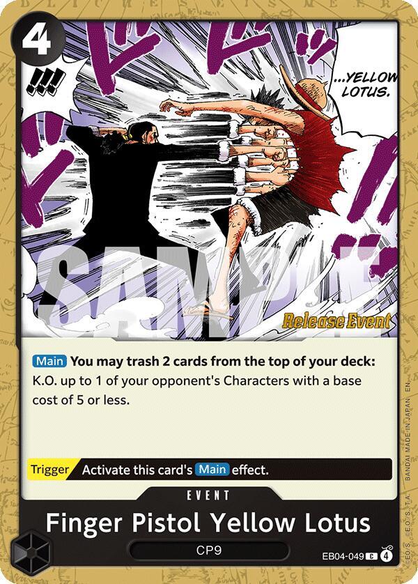 Finger Pistol Yellow Lotus (EB04-049) [Adventure on Kami's Island Release Event Cards]