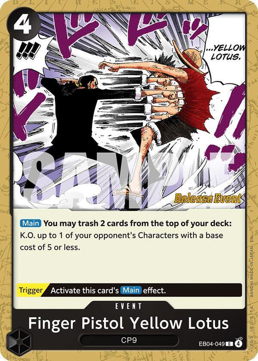 Finger Pistol Yellow Lotus (EB04-049) [Adventure on Kami's Island Release Event Cards]