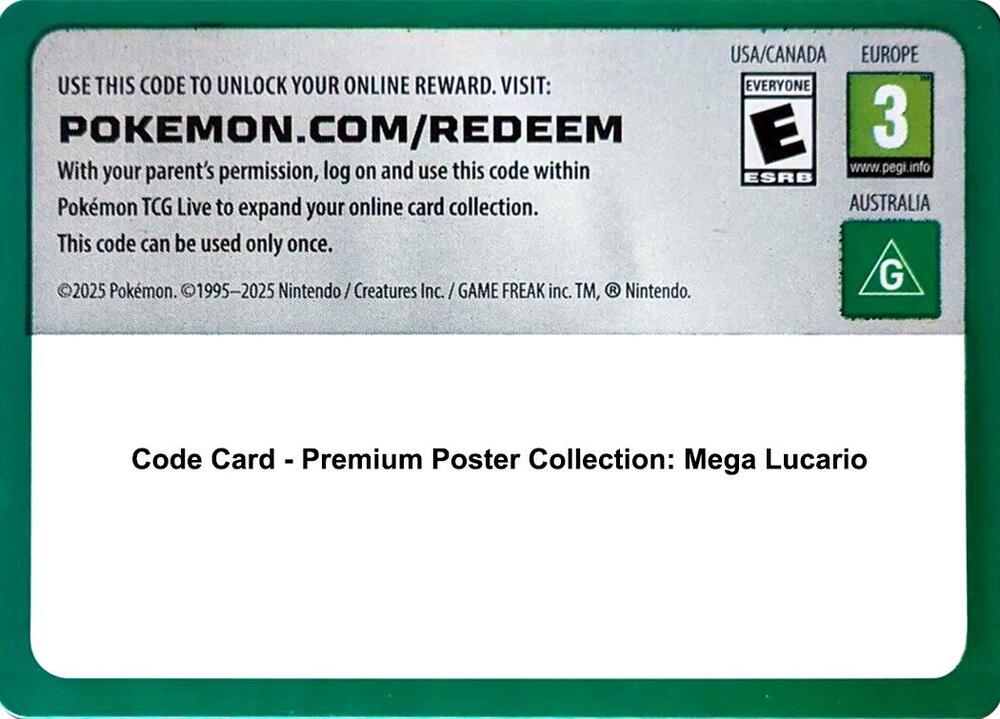 Code Card - Premium Poster Collection: Mega Lucario [ME: Ascended Heroes]