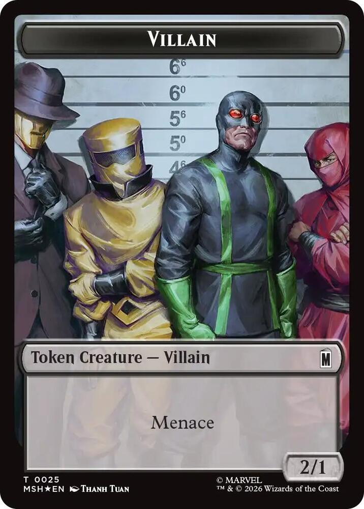 Villain (0025) // Robot Villain (0026) Double-Sided Token (Surge Foil) (25 // 26) [Marvel Super Heroes]