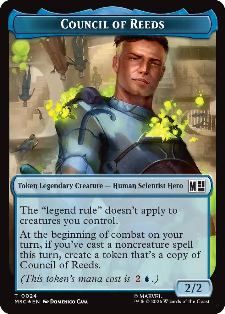 Council of Reeds (0024) // Merfolk (0024) Double-Sided Token (Surge Foil) (24 // 24) [Marvel Super Heroes Commander]
