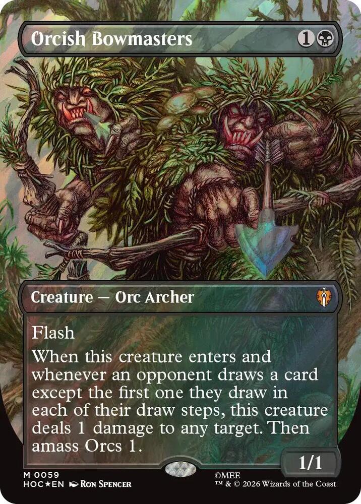 Orcish Bowmasters (Borderless) (Surge Foil) (19) [The Hobbit: Eternal-Legal]