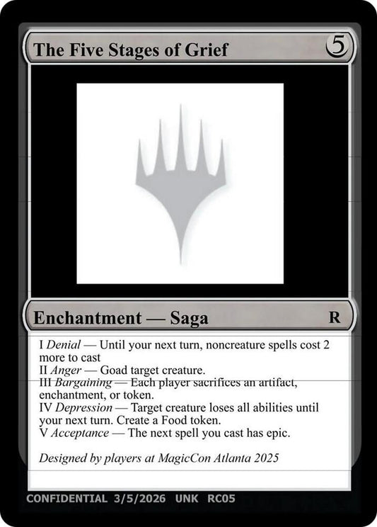 The Five Stages of Grief [Un-Known Event Playtest Cards]