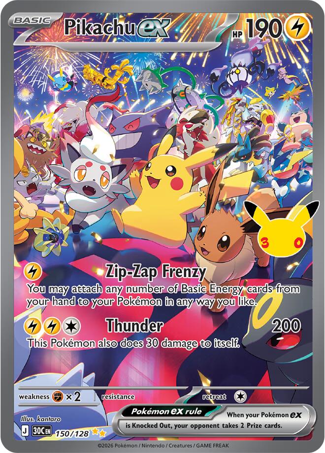 Pikachu ex - 150/128 [ME: 30th Celebration]