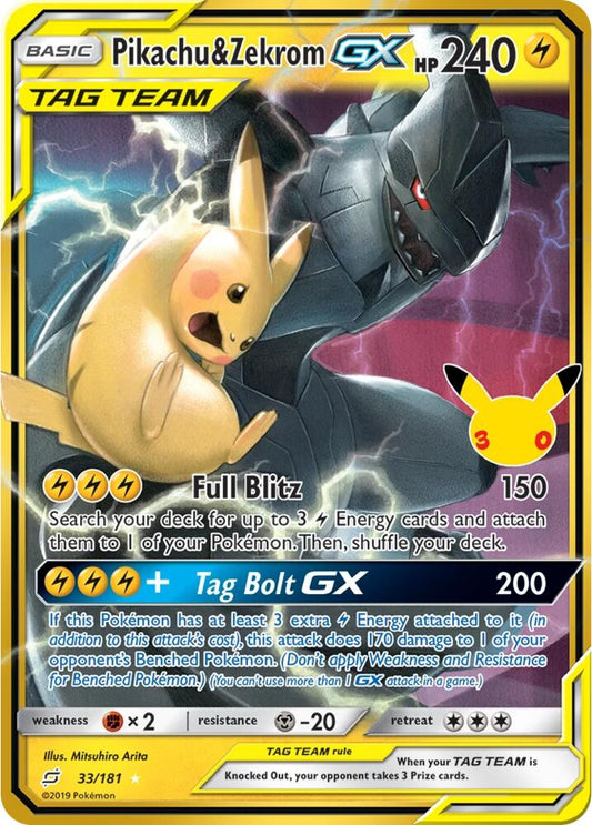 Pikachu & Zekrom GX (33/181) [ME: 30th Celebration Classic Collection]