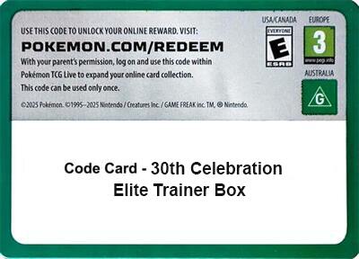 Code Card - 30th Celebration Elite Trainer Box [ME: 30th Celebration]