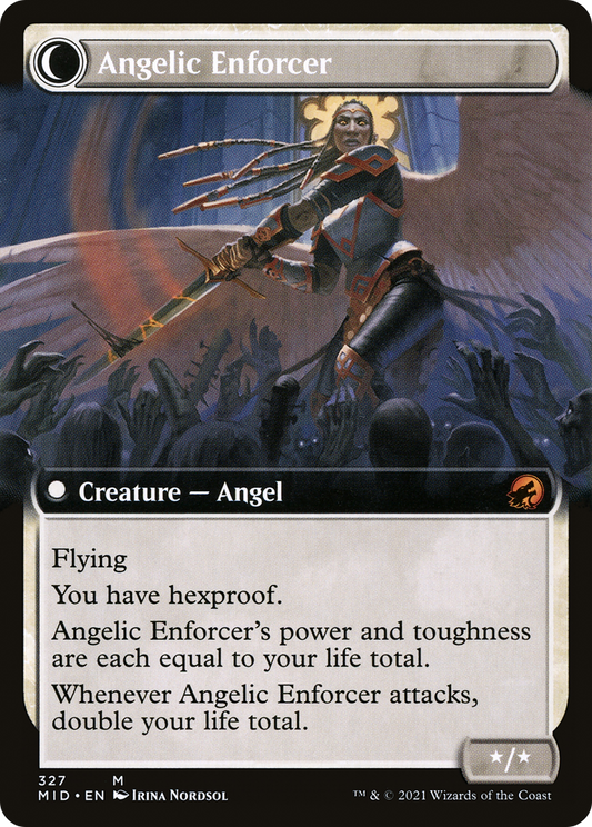 Enduring Angel // Angelic Enforcer (MID-327) - Innistrad: Midnight Hunt: (Extended Art, Double Faced Transform)