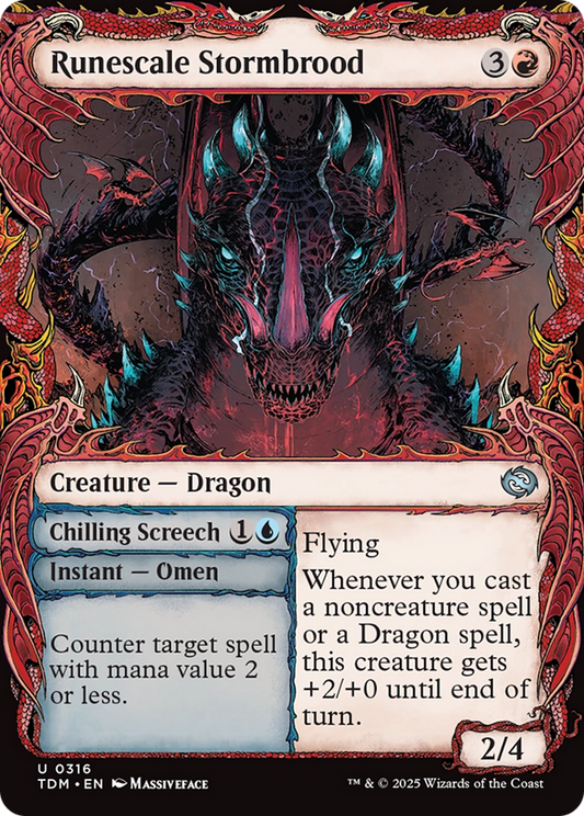 Runescale Stormbrood // Chilling Screech (TDM-316) - Tarkir: Dragonstorm: (Showcase) Foil
