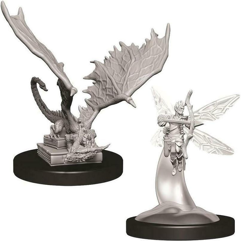 D&D Unpainted Minis - Pseudodragon and sprite ( 73718 )