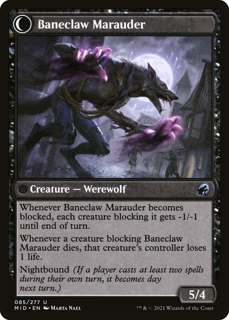 Baneblade Scoundrel // Baneclaw Marauder (MID-085) - Innistrad: Midnight Hunt: (Double Faced Transform) Foil