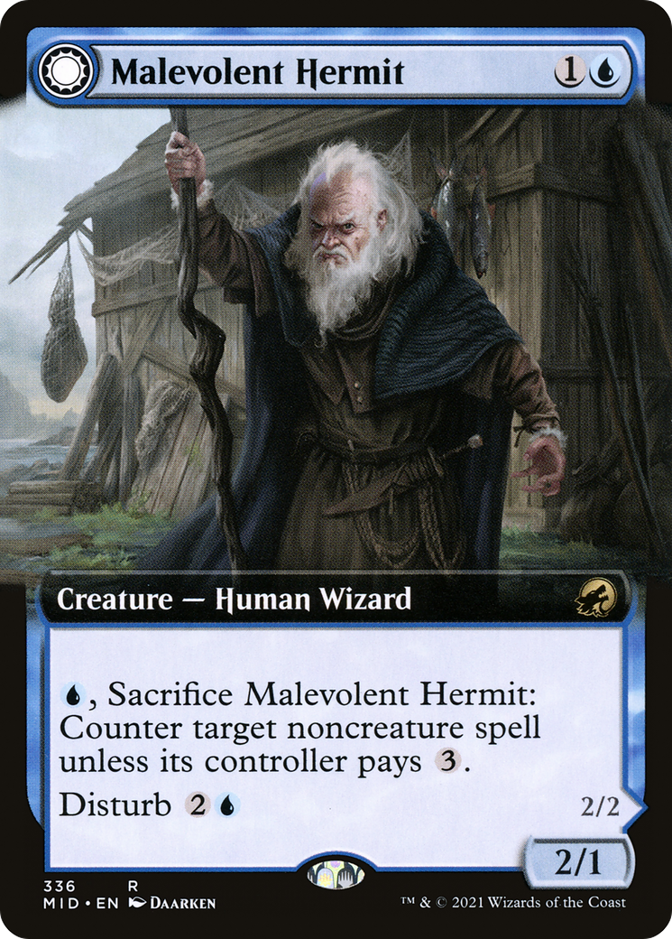 Malevolent Hermit // Benevolent Geist (Extended) [Innistrad: Midnight Hunt]