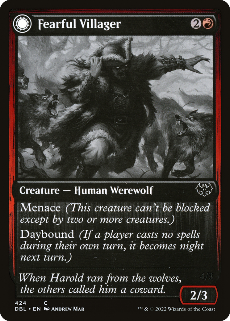 Fearful Villager // Fearsome Werewolf [Innistrad: Double Feature]
