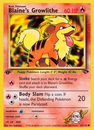 Blaine's Growlithe (62/132) [Gym Challenge Unlimited]