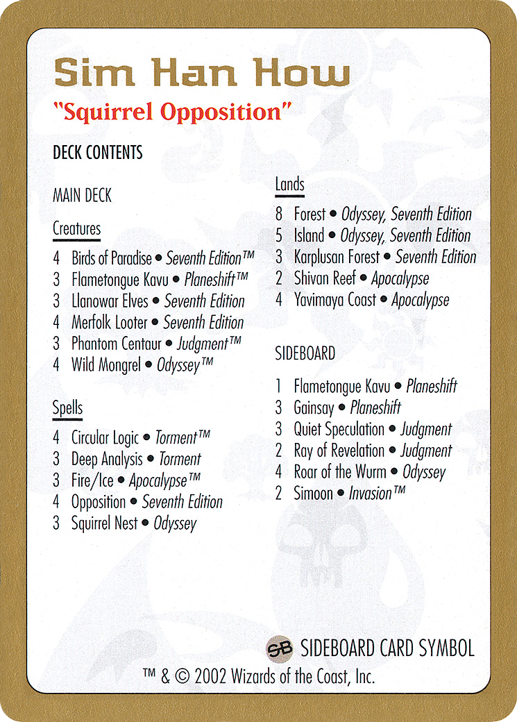 2002 Sim Han How Decklist Card [World Championship Decks]