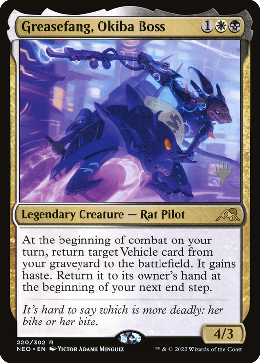 Greasefang, Okiba Boss (Promo Pack) [Kamigawa: Neon Dynasty Promos]