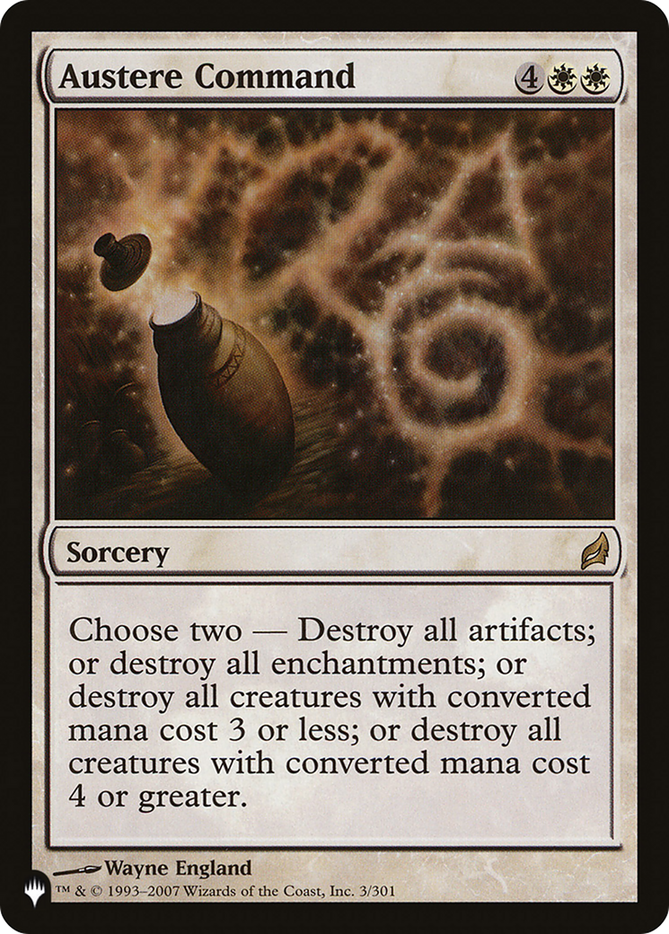 Austere Command (LRW) (LIST-3/301) - The List