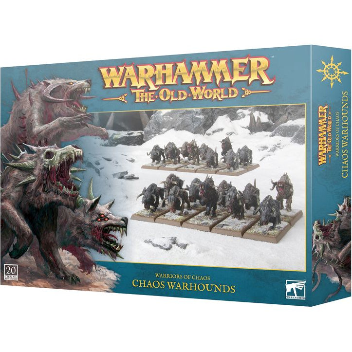 Warhammer The Old World Chaos Warhounds game box with fantasy creatures on a white background