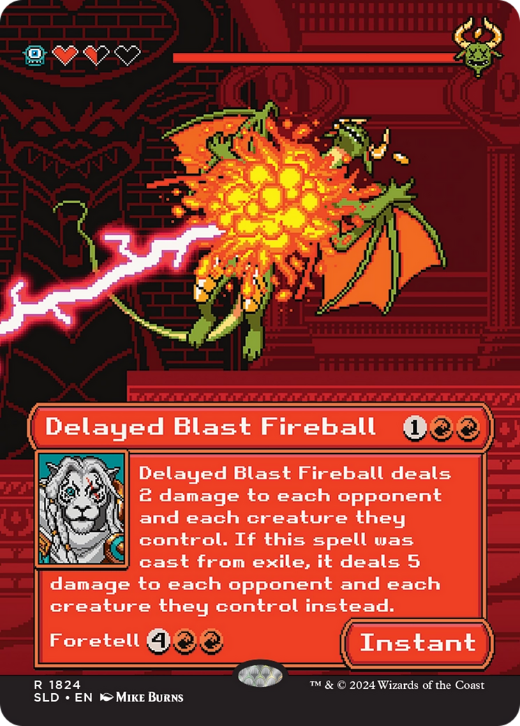 Delayed Blast Fireball (SLD-1824) - Secret Lair Drop / MEIKO, Explosive Entertainer (Borderless) Foil