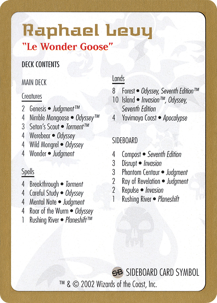 2002 Raphael Levy Decklist Card [World Championship Decks]