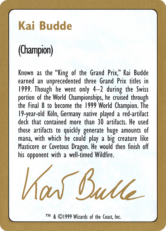 1999 Kai Budde Biography Card [World Championship Decks]
