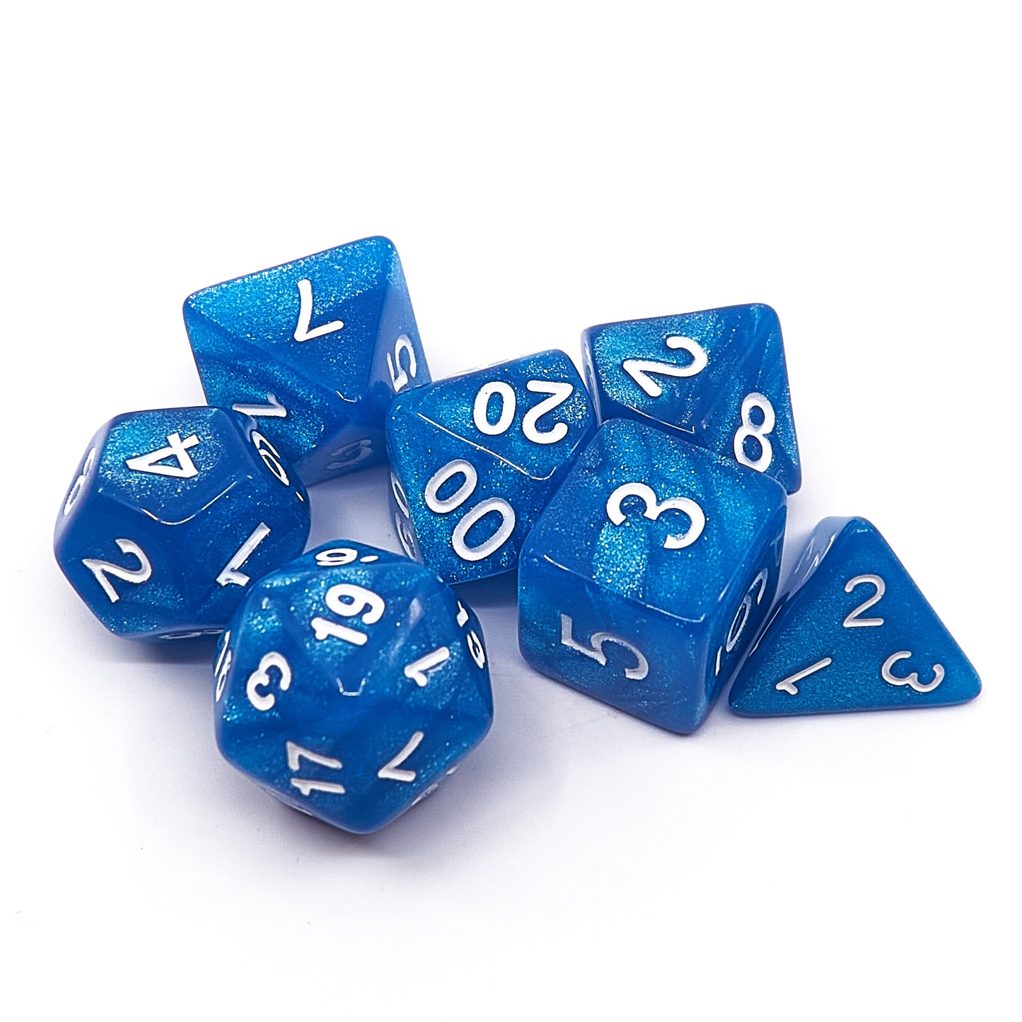 7 Polyhedral Abyss Dice Set - Marble Blue / White (AB0047)