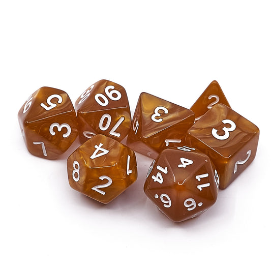 Polyhedral Dice Set - Amber / White (AB0048)