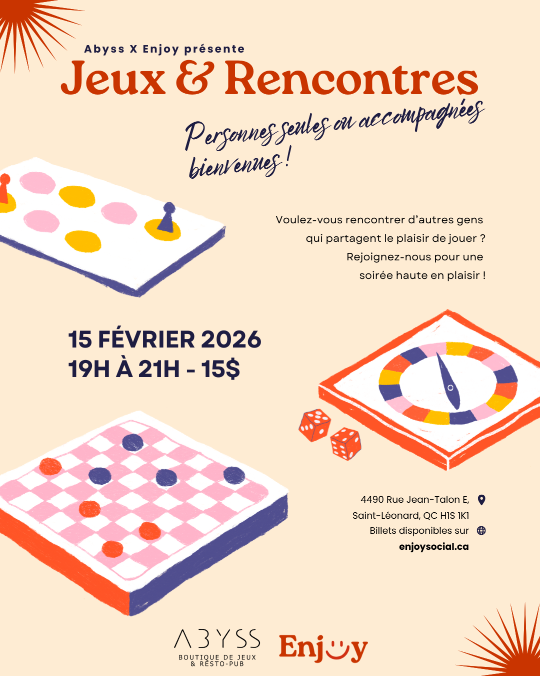 Soirée Jeux et Rencontres - Organisée par EnJoy Social