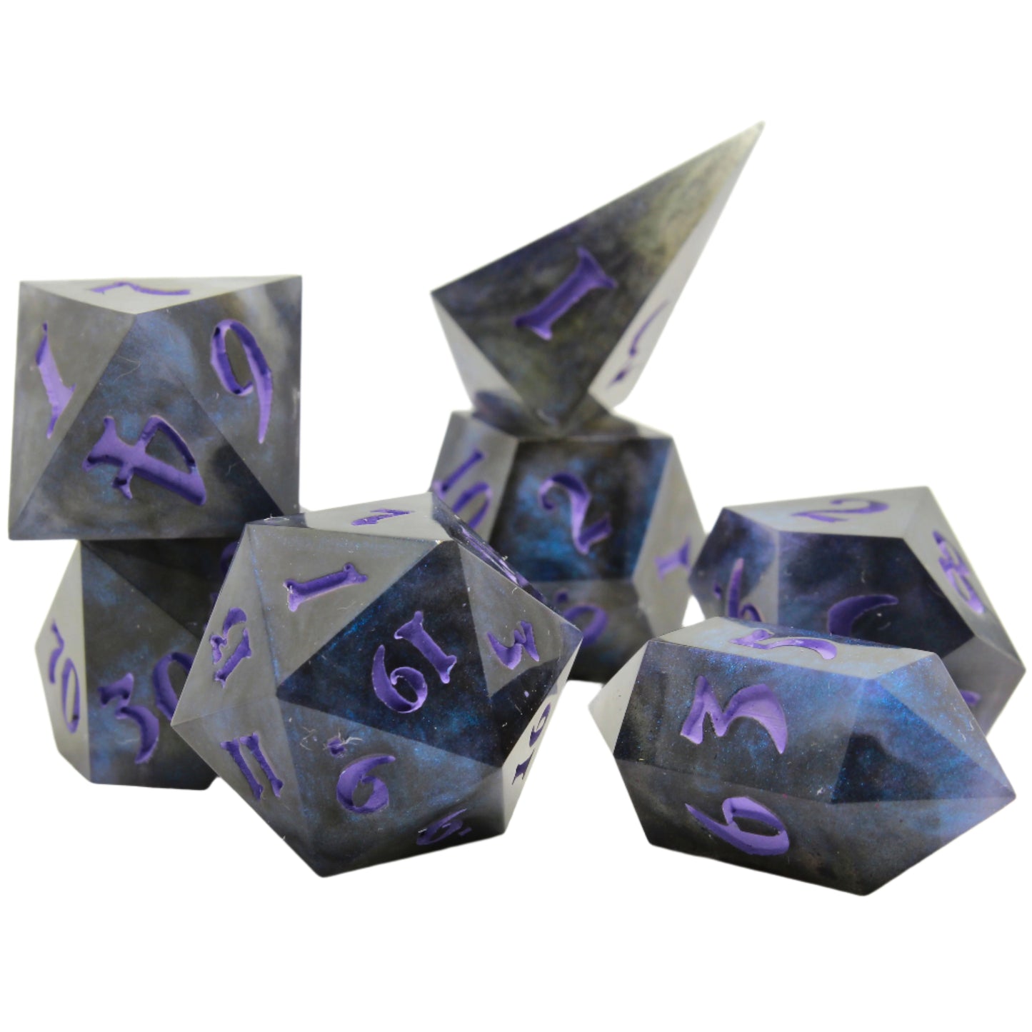 Sweet Dice - Polyhedral Resin Space and Purple