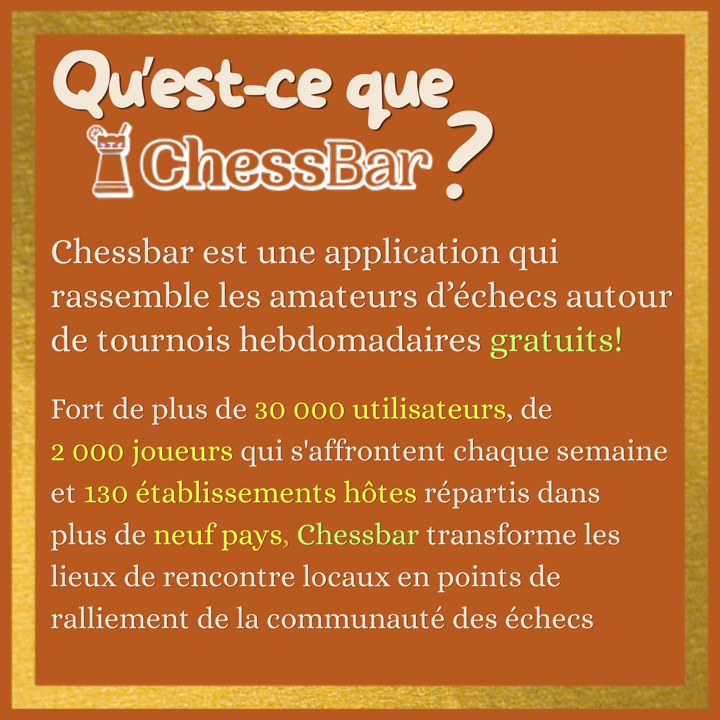 Chessbar à l'Abyss! Tournois d'échecs hebdomadaires