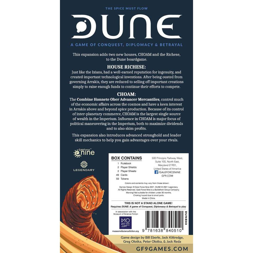 Dune Board Game - Choam & Richese House Expansion