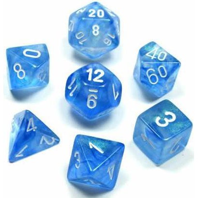 7 Polyhedral Dice Set Borealis Sky Blue/White - CHX27426