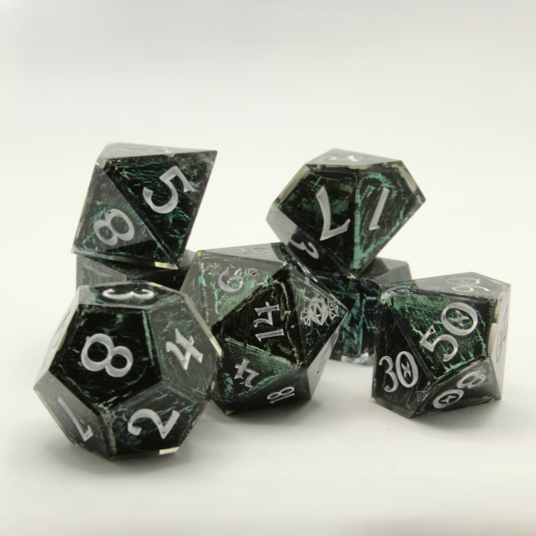 Sweet Dice - Polyhedral Resin - Emerald Stone