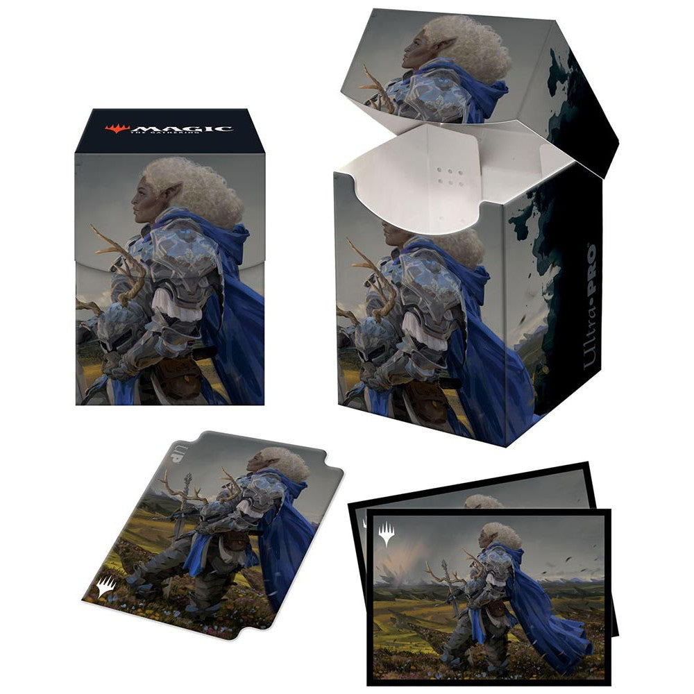 Deck Box 100+ with 100 matching sleeves - Adventures in the Forgotten Realms - Galea, Kindler of Hope