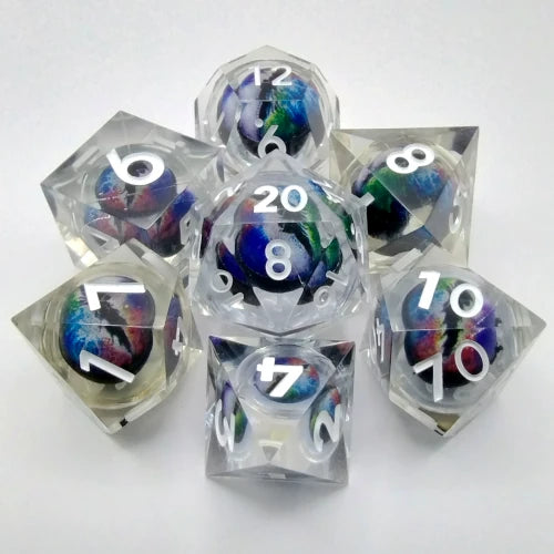 Liquid Core Dragon Eye Dice - Clear / Multicolor