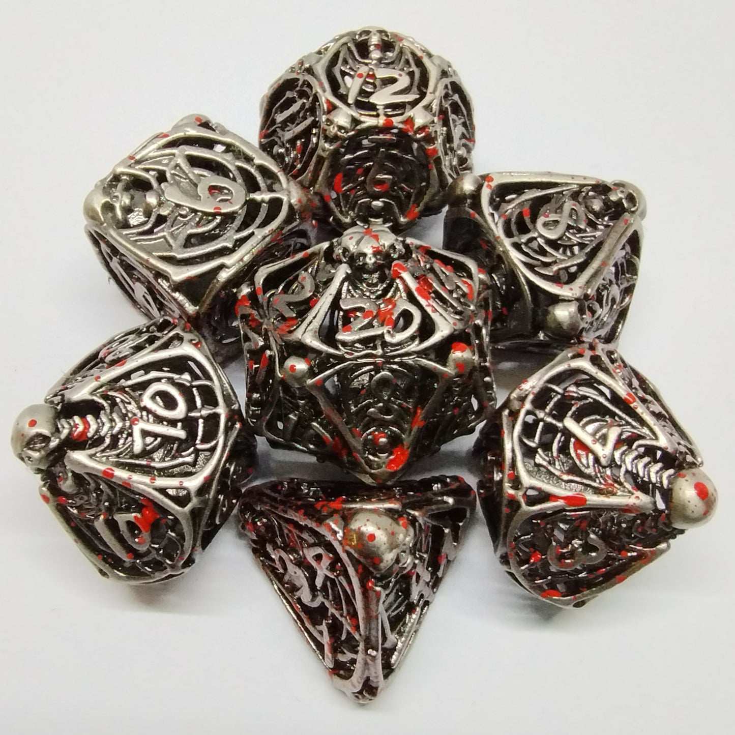 Skeleton Horror Dice Set - Old Silver