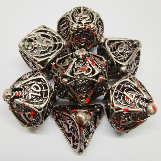 Skeleton Horror Dice Set - Old Silver