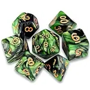 7 Polyhedral Abyss Dice Set - Toxic Mix / Gold (AB0002)
