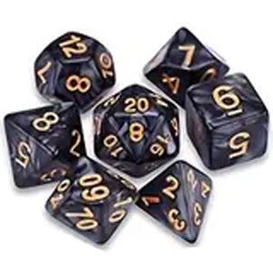 7 Polyhedral Abyss Dice Set - Nether Dark / Gold (AB0013)