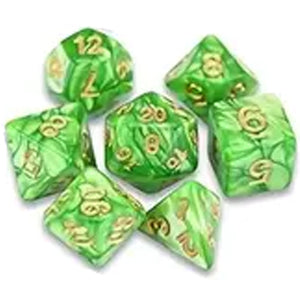7 Polyhedral Abyss Dice Set - Dandelion Green / Gold (AB0018)