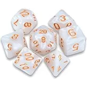 7 Polyhedral Abyss Dice Set - Quartz Marble / Gold (AB0019)