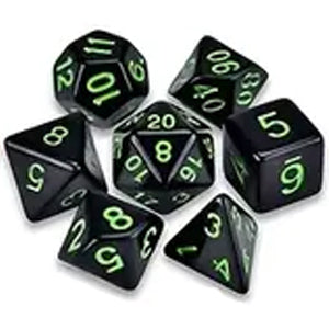 7 Polyhedral Abyss Dice Set - Jet Ink / Neon Green (AB0023)