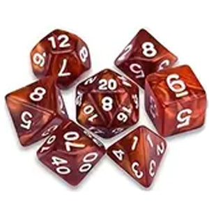 7 Polyhedral Abyss Dice Set - Marble Red / White (AB0026)