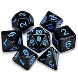 7 Polyhedral Abyss Dice Set - Jet Ink / Neon Blue (AB0027)