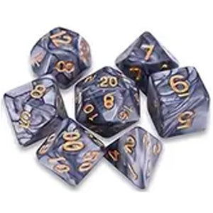 7 Polyhedral Abyss Dice Set - Silver Alloy / Gold (AB0030)