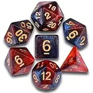 7 Polyhedral Abyss Dice Set - Bloody NIght Nebula / Gold (AB0033)